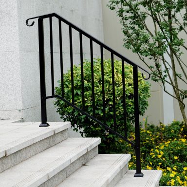 Custom Step Railings Gateway Fabrications offers custom steel entrance step railings with handrails, designed for both residential and commercial properties.