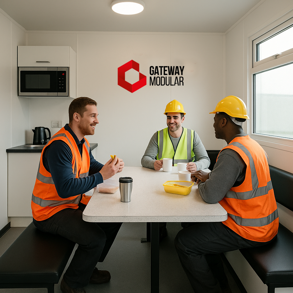 Gateway Modular's welfare units interior layout design options and canteen units cabin.