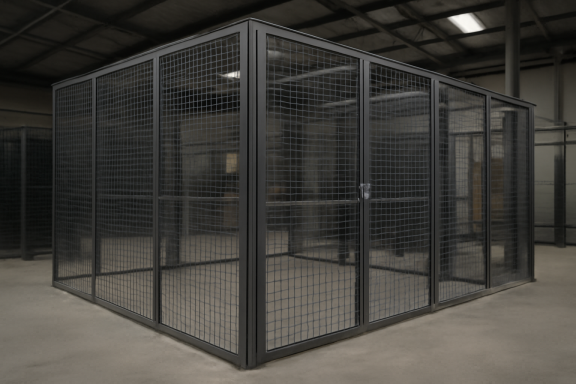 Security Cages Fabricated Steel Industrial Security Cages suitable for securing and storing warehouse equipment