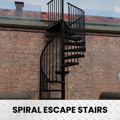 Spiral escape stairs fabricated by Gateway Fabrications in Hull custom built to exact specifications available for sale across the UK.