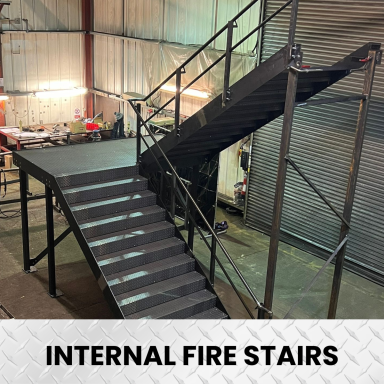 Internal fire escape stairs fabricated by Gateway Fabrications in Hull custom built for sale across the UK