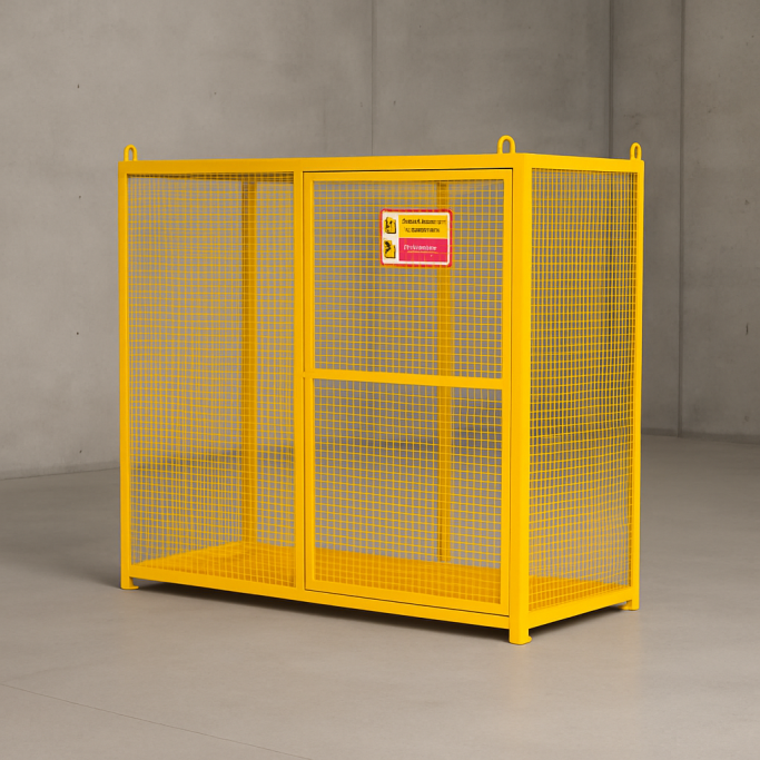 Steel Safety Enclosure Steel safety storage cage fabricated by Gateway Fabrications Hull, supplied nationwide.