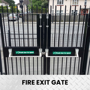 Fire exit heavy duty outdoor gate fabricated by Gateway Fabrications in Hull and for sale across the UK Custom built to exact specifications
